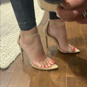 Size 8 Nude Heels with clear straps